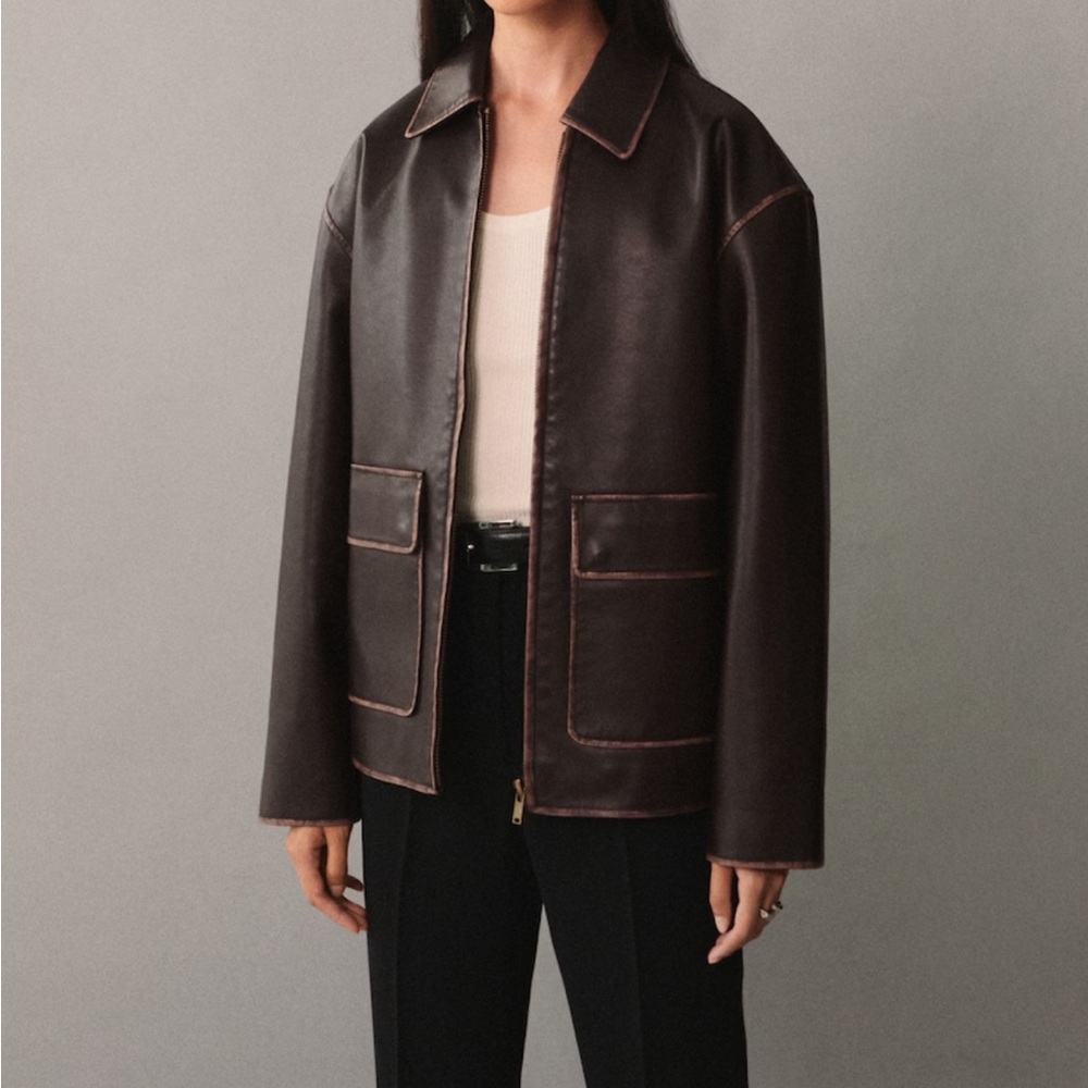 Mango Dark Brown Leather Jacket